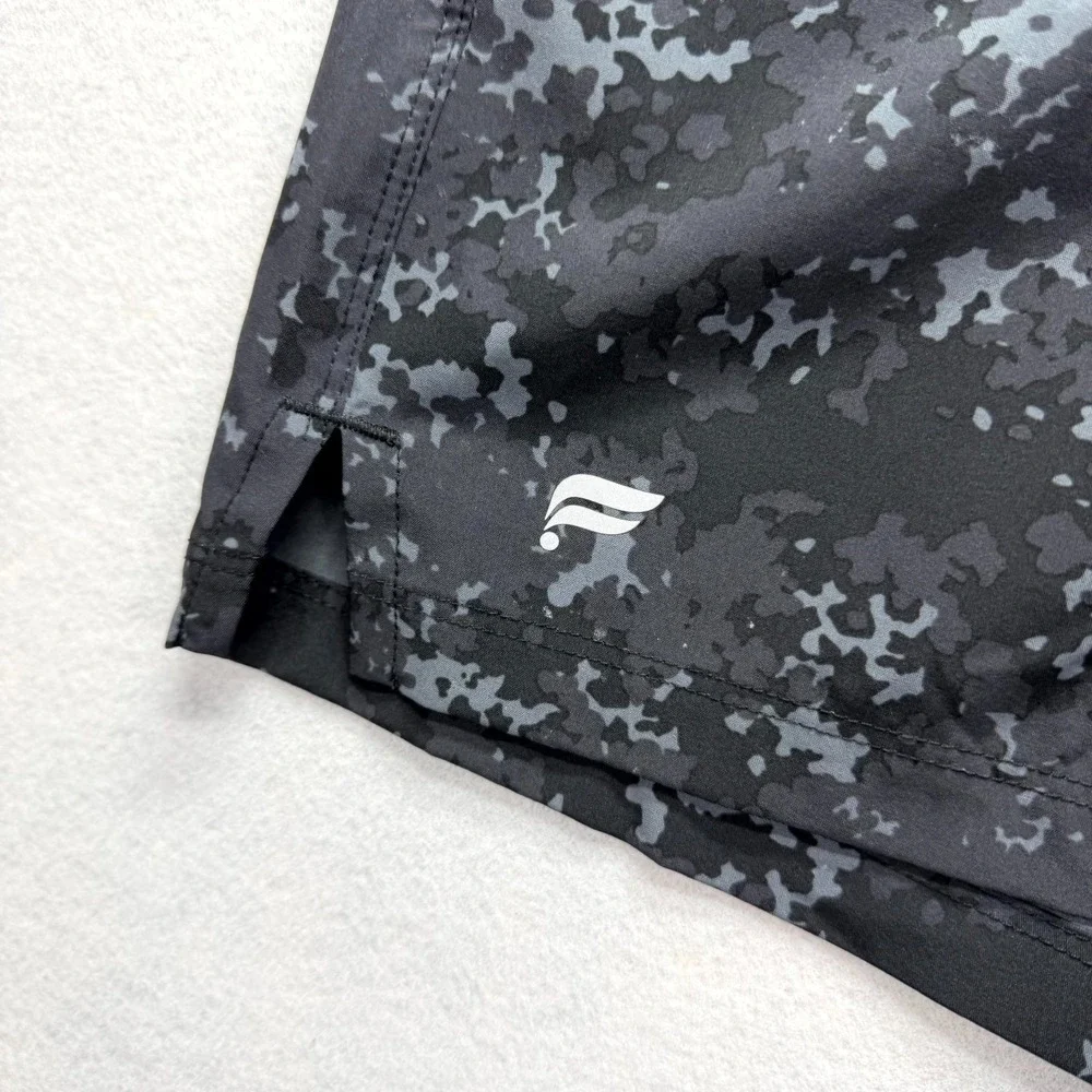 Fabletics The Fundamental Short II Mens Medium Black Gray Camouflage Performance - Picture 2 of 8